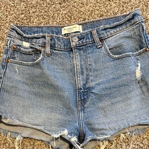 Abercrombie & Fitch Distressed Blue Jean Shorts